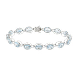 14KT White Gold Oval Aquamarine Tennis Bracelet