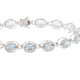 14KT White Gold Oval Aquamarine Tennis Bracelet