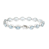 14KT White Gold Oval Aquamarine Tennis Bracelet
