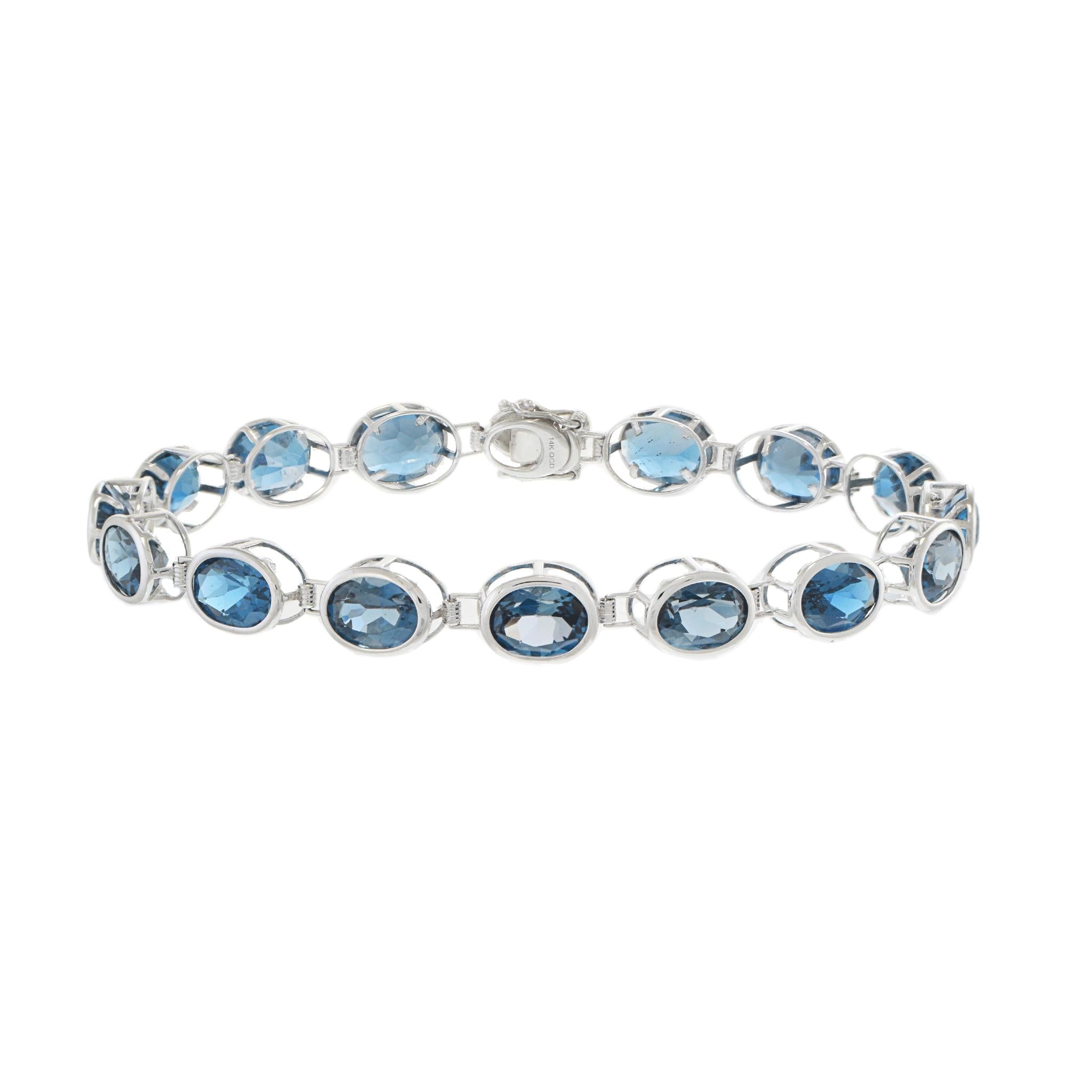 4KT White Gold Oval London Blue Topaz Bracelet