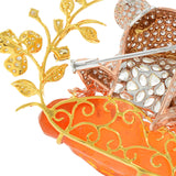 18KT Tri-Color Gold Opal and Diamond Frog Brooch