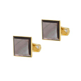 18KT Gold Vermeil Square Cufflinks with Grey Mother of Pearl