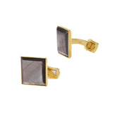 18KT Gold Vermeil Square Cufflinks with Grey Mother of Pearl