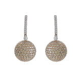 18KT White and Pink Gold Champagne Diamond Ball Earrings
