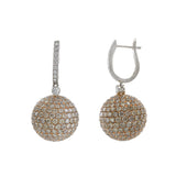 18KT White and Pink Gold Champagne Diamond Ball Earrings