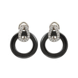 18KT White Gold Hematite and Diamond Drop Earrings