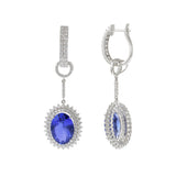 18KT White Gold Oval Tanzanite and Diamond Drop Earrings