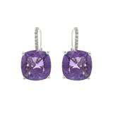 18KT White Gold Amethyst and Diamond Drop Earrings