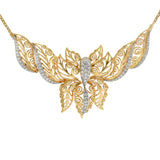 Victorian 18KT White and Yellow Gold Diamond Butterfly Necklace