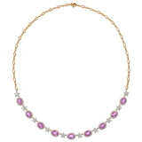 18KT Rose Gold Pink Sapphire and Diamond Floral Necklace