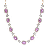 18KT Rose Gold Pink Sapphire and Diamond Floral Necklace