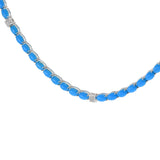 18KT White Gold Turquoise and Diamond Tennis Necklace