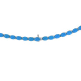 18KT White Gold Turquoise and Diamond Tennis Necklace