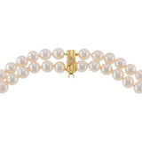 Estate 18KT Yellow Gold Double Strand Akoya Pearl Necklace with Diamond Stations