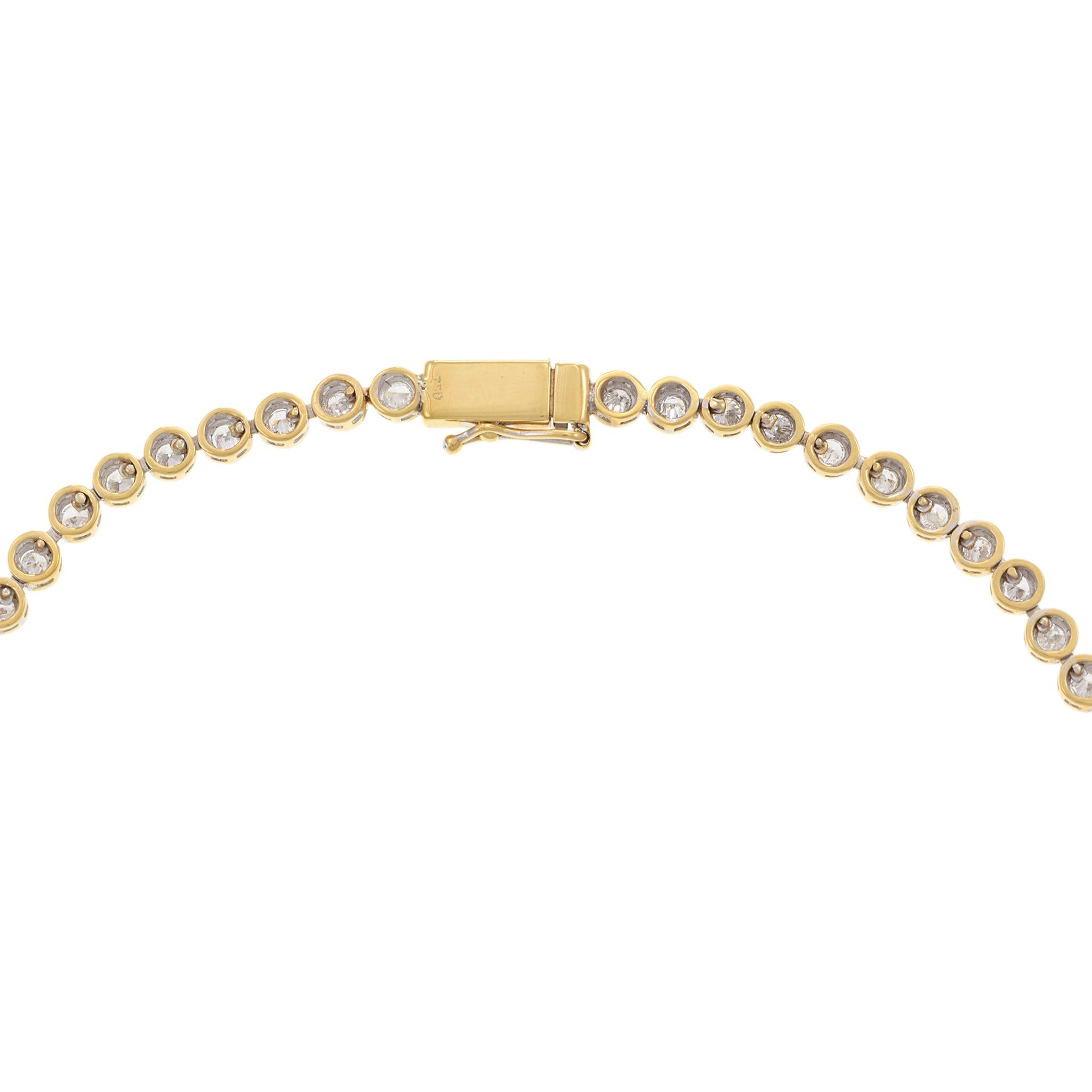 18KT Yellow Gold Bezel Set Graduated Diamond Tennis Necklace