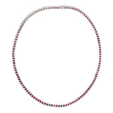 18KT White Gold Ruby and Diamond Tennis Necklace