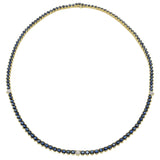18KT Yellow Gold Sapphire & Diamond Tennis Necklace
