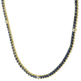 18KT Yellow Gold Sapphire & Diamond Tennis Necklace