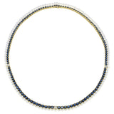 18KT Yellow Gold Sapphire & Diamond Tennis Necklace
