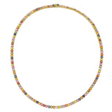 18KT Yellow Gold Multicolor Sapphire and Diamond Tennis Necklace