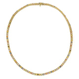 18KT Yellow Gold Multicolor Sapphire and Diamond Tennis Necklace