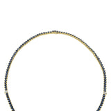 18KT Yellow Gold 32" Inch Blue Sapphire Tennis Necklace