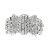 Vintage Retro Platinum and Diamond Cuff Bracelet, 60CT-TW