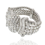 Vintage Retro Platinum and Diamond Cuff Bracelet, 60CT-TW