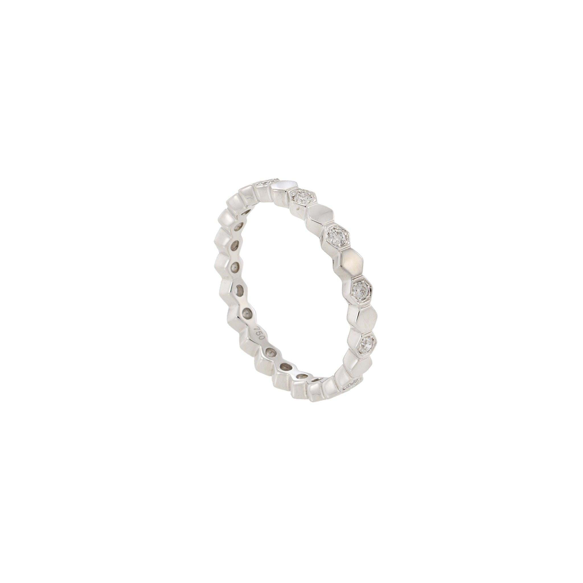 18KT White Gold Diamond Octagon Eternity Band