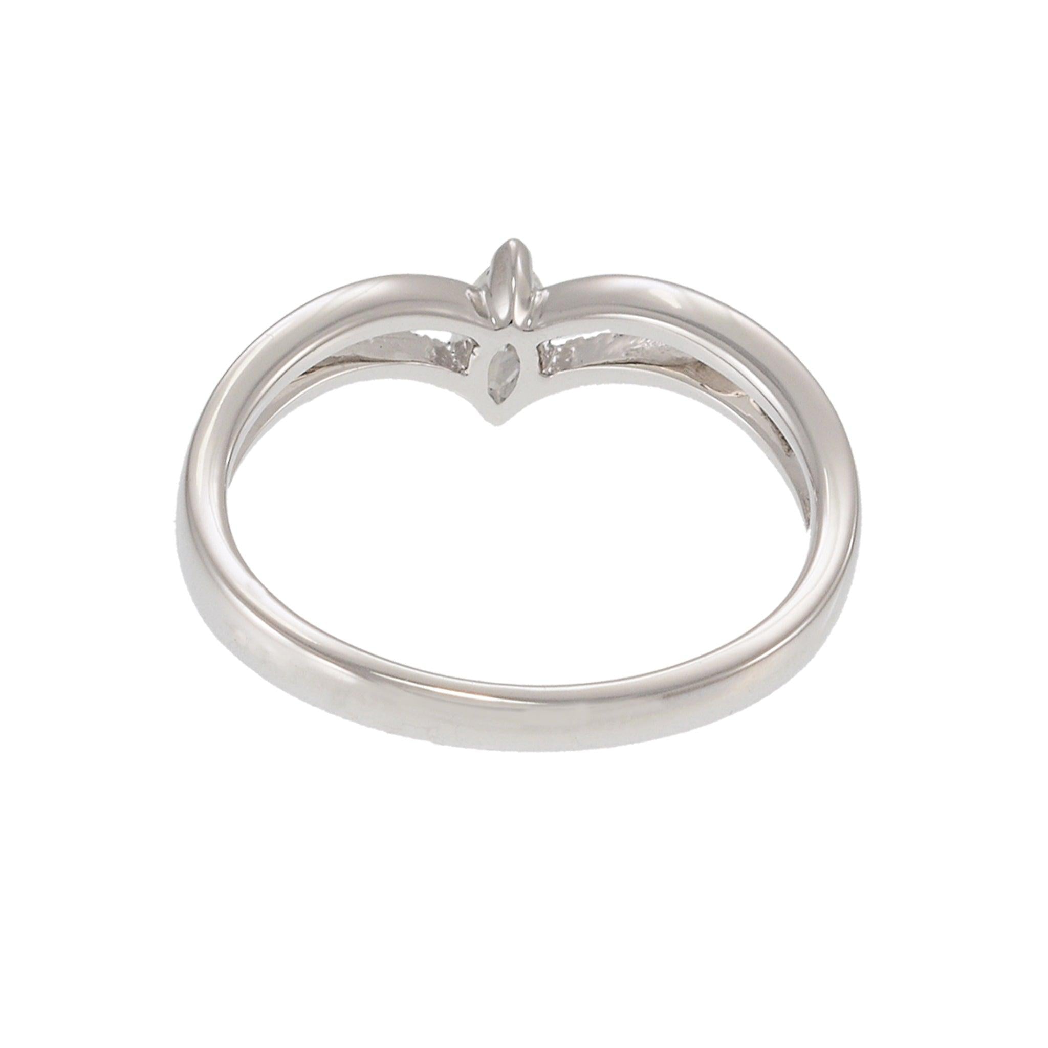 18KT White Gold Marquise Diamond V-Shaped Channel-Set Band