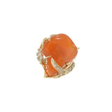Vintage Fire Opal & Champagne Diamond Ring in 14KT Gold