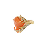 Vintage Fire Opal & Champagne Diamond Ring in 14KT Gold