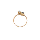 Victorian Era 10KT Yellow Gold Diamond and Sapphire Two-Stone Ring