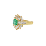 1970s 14KT Yellow Gold Colombian Emerald and Diamond Ring