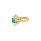 1970s 14KT Yellow Gold Colombian Emerald and Diamond Ring