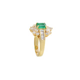 1970s 14KT Yellow Gold Colombian Emerald and Diamond Ring