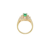 1970s 14KT Yellow Gold Colombian Emerald and Diamond Ring