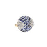 Art Deco 14KT Yellow Gold & Platinum Sapphire and Diamond Dome Ring