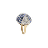 Art Deco 14KT Yellow Gold & Platinum Sapphire and Diamond Dome Ring