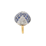 Art Deco 14KT Yellow Gold & Platinum Sapphire and Diamond Dome Ring