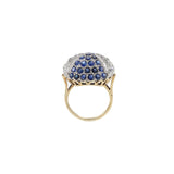 Art Deco 14KT Yellow Gold & Platinum Sapphire and Diamond Dome Ring