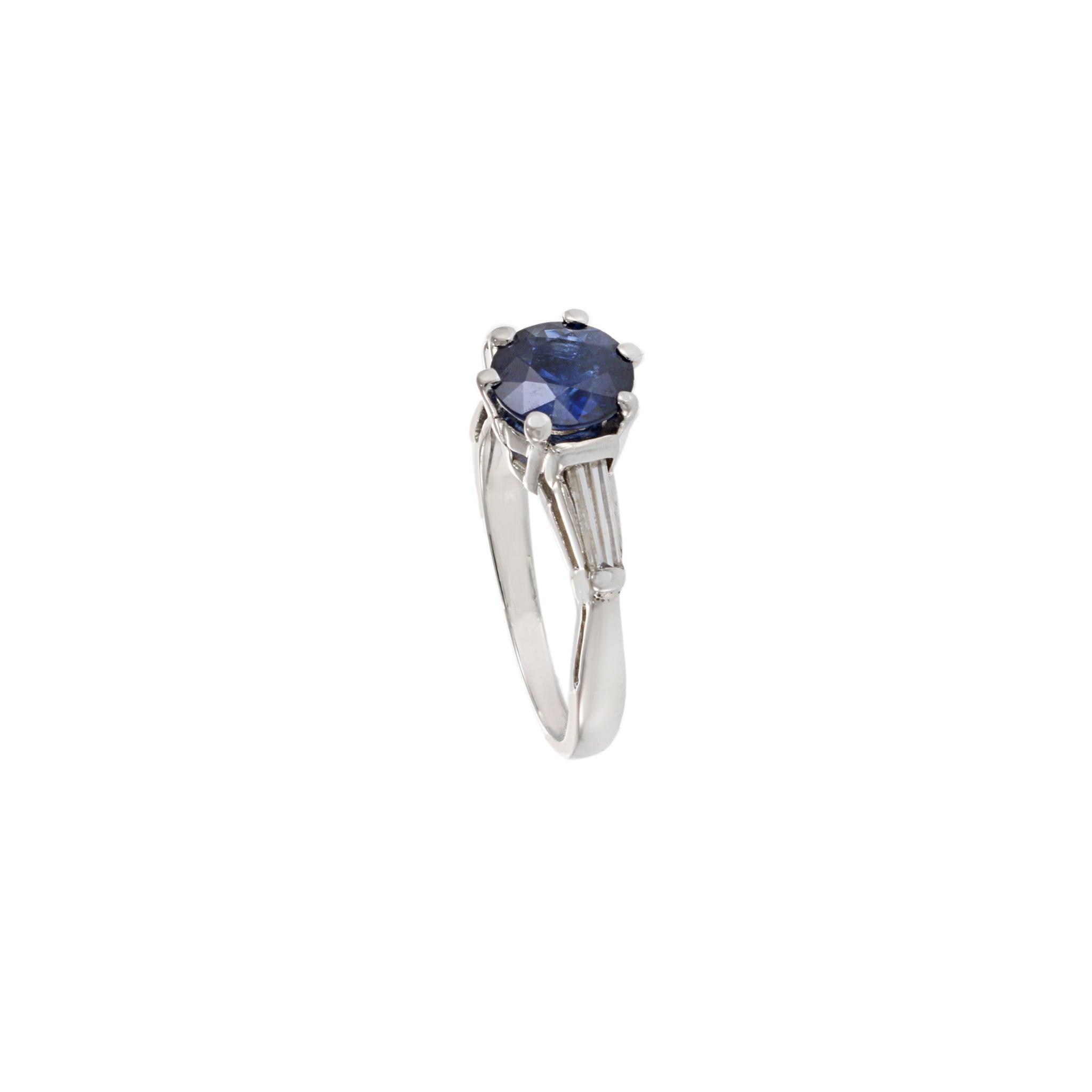Vintage Platinum Sapphire and Diamond Ring