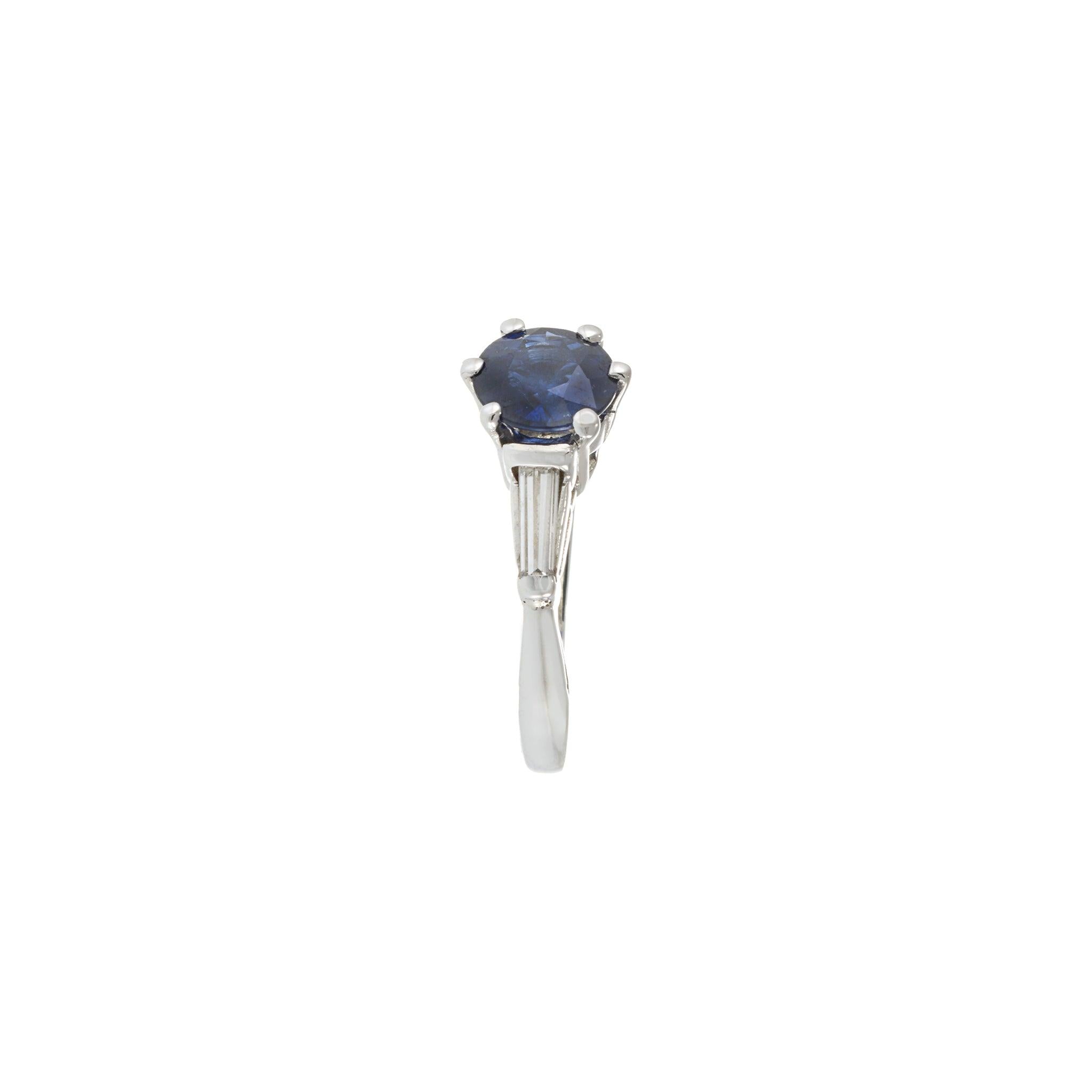 Vintage Platinum Sapphire and Diamond Ring