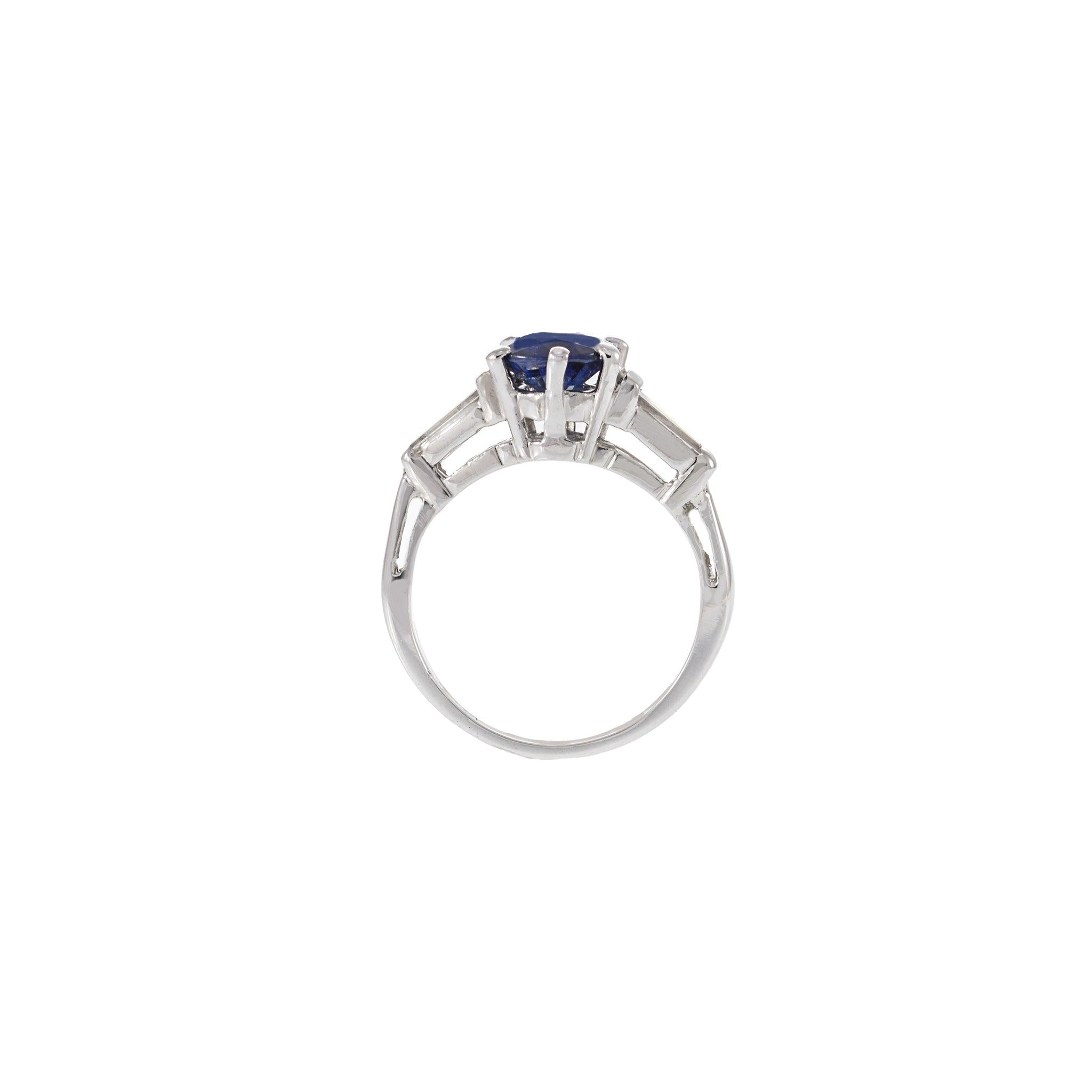 Vintage Platinum Sapphire and Diamond Ring