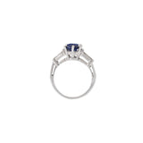 Vintage Platinum Sapphire and Diamond Ring