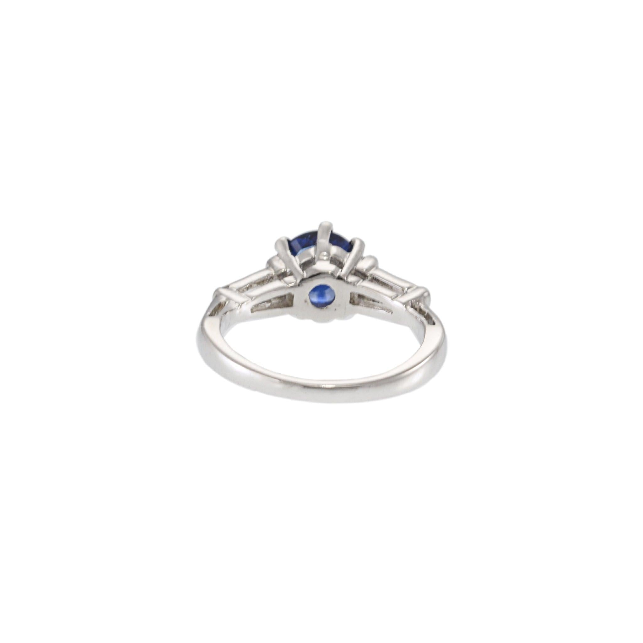 Vintage Platinum Sapphire and Diamond Ring