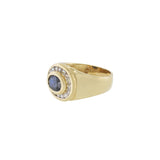 1970s 14KT Yellow Gold Oval Sapphire and Diamond Ring
