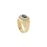 1970s 14KT Yellow Gold Oval Sapphire and Diamond Ring