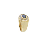 1970s 14KT Yellow Gold Oval Sapphire and Diamond Ring