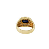 1970s 14KT Yellow Gold Oval Sapphire and Diamond Ring